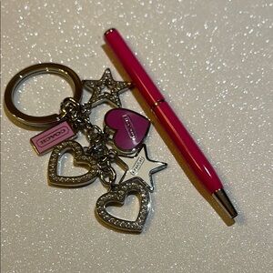Coach Pink Keychain and Pen Set